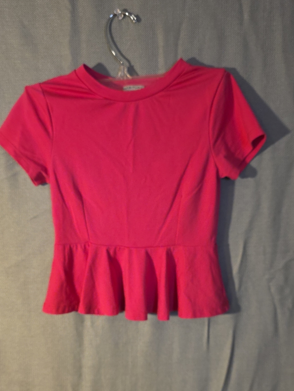 Habitual Hot Pink Short Sleeve Peplum Top